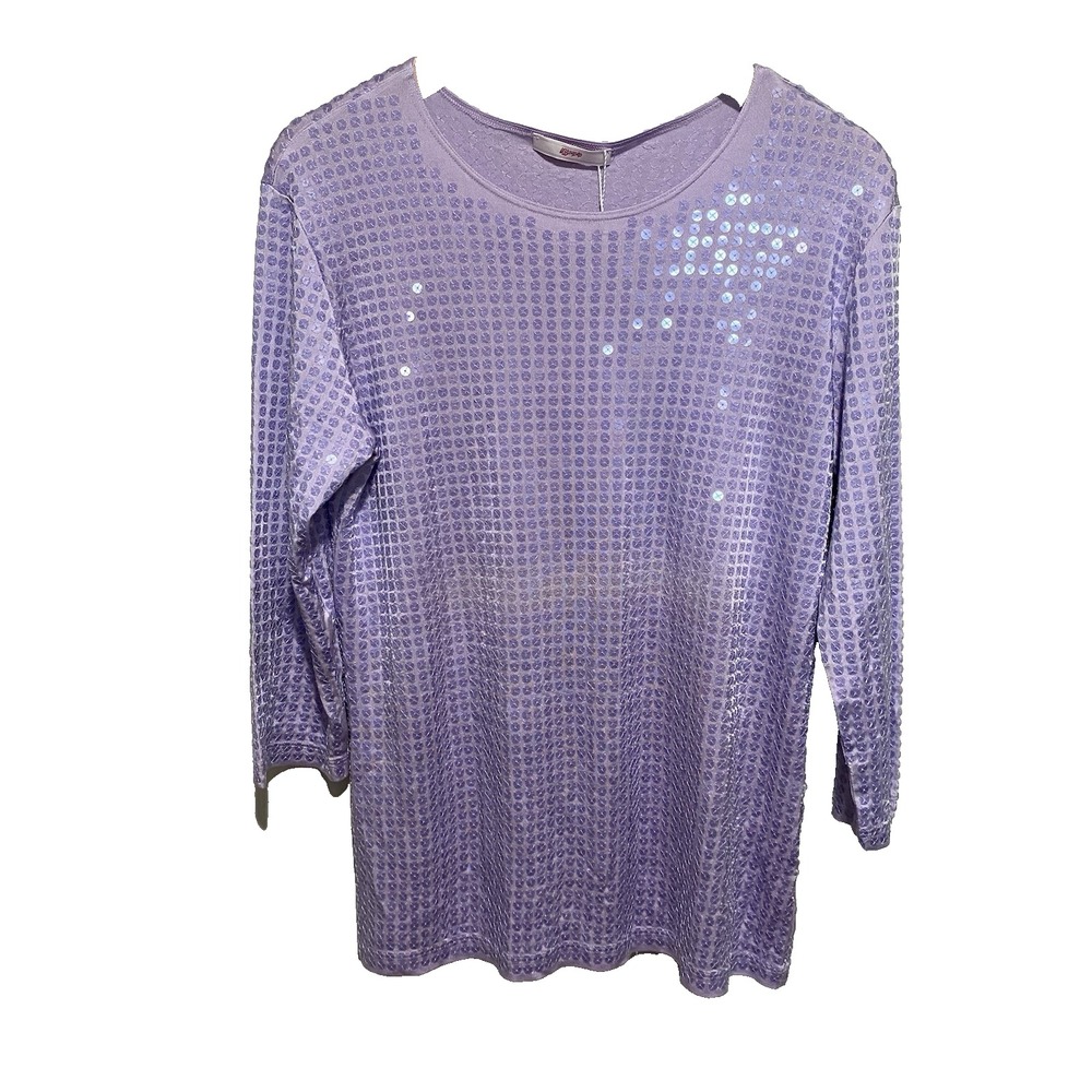 NWT Women's Leggiardo Sequin Shaped Knit Tee Lilac 3/4‎ Sleeves Size 4